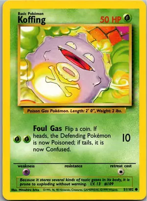 Pokémon-Karte Koffing Smogon 51/102 Grundset