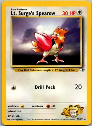 Pokémon-Karte Lt. Surge's Spearow 52/132 Gym Heroes