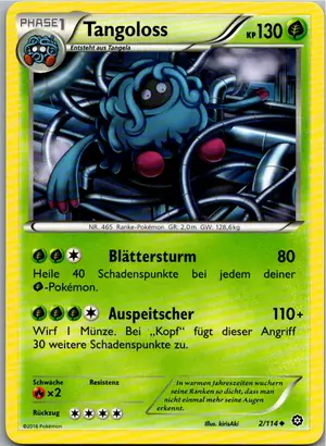 Pokémon-Karte Tangoloss 2/114 Dampfkessel