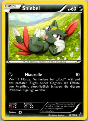 Pokémon-Karte Sniebel 60/114 Dampfkessel