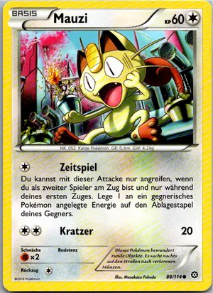 Pokémon-Karte Mauzi 88/114 Dampfkessel