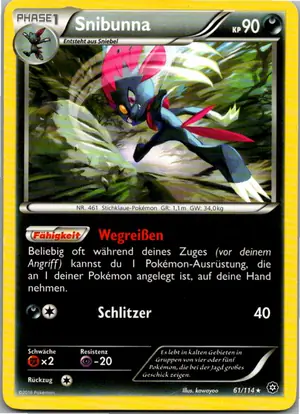 Pokémon-Karte Snibunna 61/114 Dampfkessel