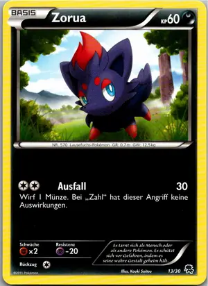 Pokémon-Karte Zorua 13/30 BW trainer Kit (Zoroark)
