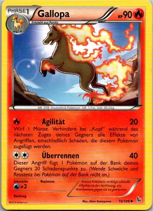Pokémon-Karte Gallopa 15/106 Flammenmeer