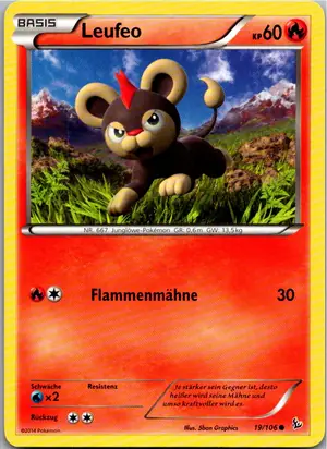 Pokémon-Karte Leufeo 19/106 Flammenmeer