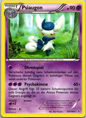Pokémon-Karte Psiaugon 43/106 Flammenmeer