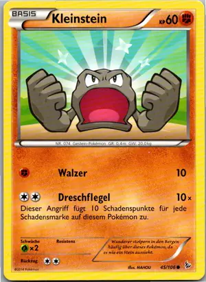 Pokémon-Karte Kleinstein 45/106 Flammenmeer