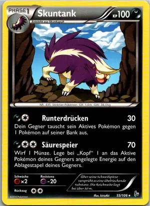 Pokémon-Karte Skuntank 55/106 Flammenmeer