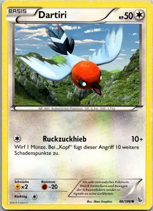 Pokémon-Karte Dartiri 86/106 Flammenmeer