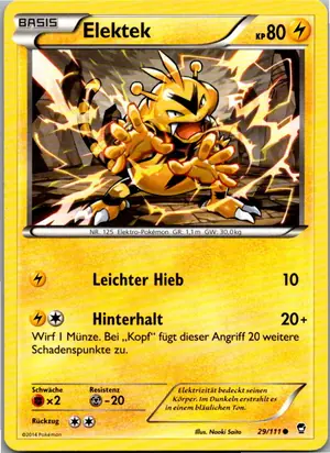 Pokémon-Karte Elektek 29/111 Fliegende Fäuste