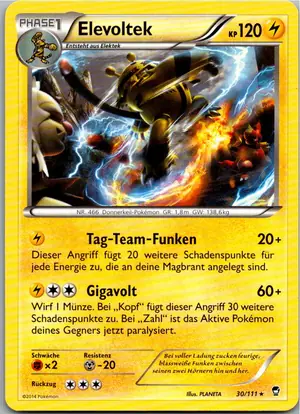 Pokémon-Karte Elevoltek 30/111 Fliegende Fäuste
