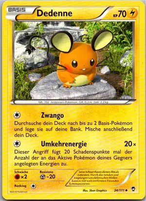 Pokémon-Karte Dedenne 34/111 Fliegende Fäuste