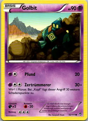 Pokémon-Karte Golbit 42/111 Fliegende Fäuste