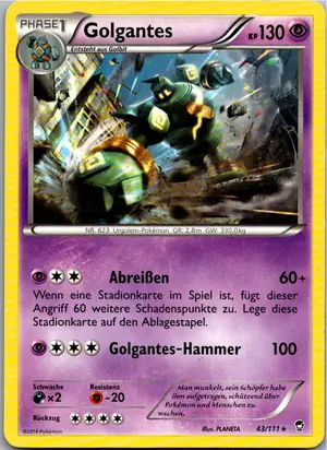 Pokémon-Karte Golgantes 43/111 Fliegende Fäuste