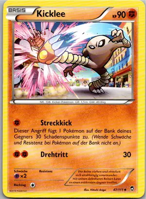 Pokémon-Karte Kicklee 47/111 Fliegende Fäuste