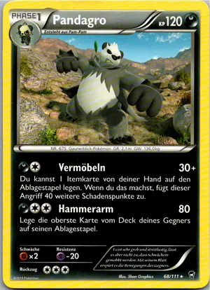 Pokémon-Karte Pandagro 68/111 Fliegende Fäuste