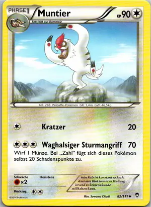 Pokémon-Karte Muntier 82/111 Fliegende Fäuste