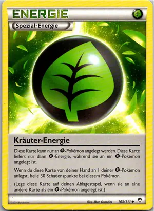 Pokémon-Karte Kräuter-Energie 103/111 Fliegende Fäuste