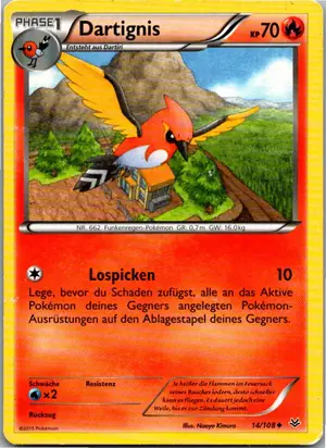 Pokémon-Karte Dartignis 14/108 Drachenleuchten