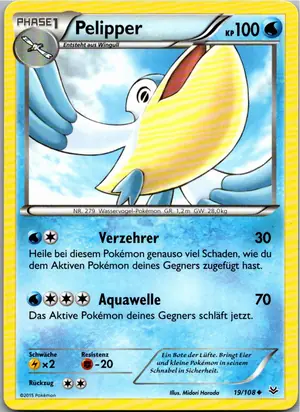 Pokémon-Karte Pelipper 19/108 Drachenleuchten