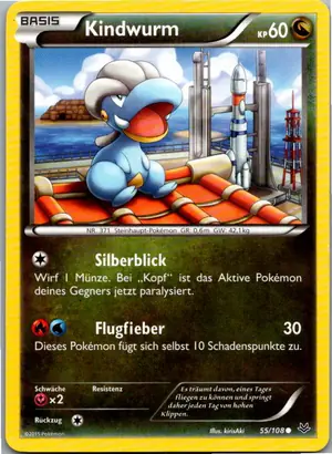 Pokémon-Karte Kindwurm 55/108 Drachenleuchten