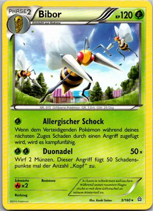 Pokémon-Karte Bibor 3/160 Protoschock