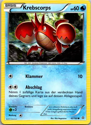 Pokémon-Karte Krebscorps 42/160 Protoschock