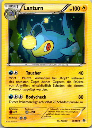 Pokémon-Karte Lanturn 58/160 Protoschock