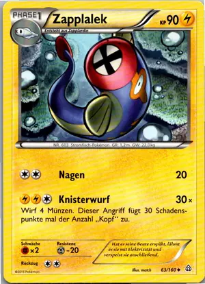 Pokémon-Karte Zapplalek 63/160 Protoschock