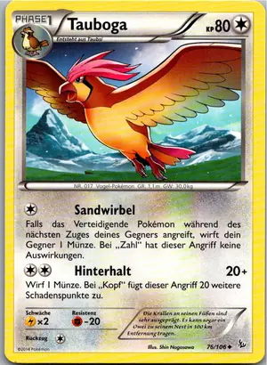Pokémon-Karte Tauboga 76/106 Flammenmeer