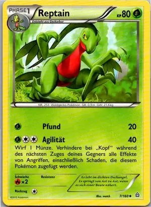 Pokémon-Karte Reptain 7/160 Protoschock