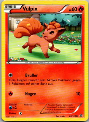 Pokémon-Karte Vulpix 20/160 Protoschock
