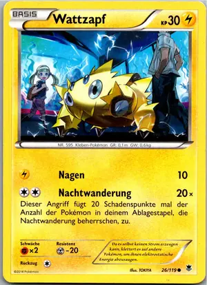 Pokémon-Karte Wattzapf 26/119 Phantomkräfte