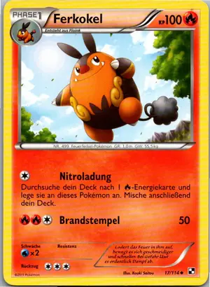 Pokémon-Karte Ferkokel 17/114 Schwarz & Weiß