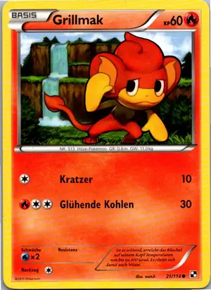 Pokémon-Karte Grillmak 21/114 Schwarz & Weiß