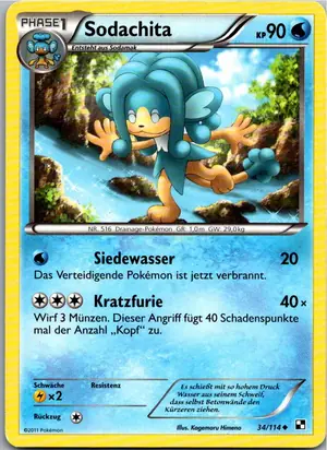 Pokémon-Karte Sodachita 34/114 Schwarz & Weiß