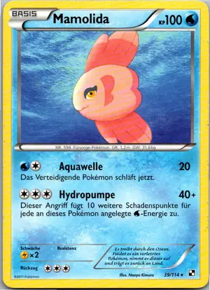 Pokémon-Karte Mamolida 39/114 Schwarz & Weiß