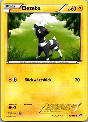 Pokémon-Karte Elezeba 40/114 Schwarz & Weiß