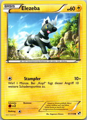 Pokémon-Karte Elezeba 41/114 Schwarz & Weiß