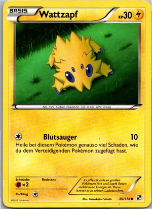 Pokémon-Karte Wattzapf 45/114 Schwarz & Weiß