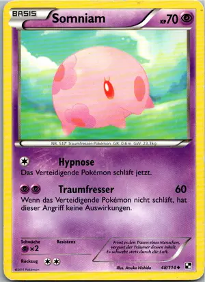 Pokémon-Karte Somniam 48/114 Schwarz & Weiß
