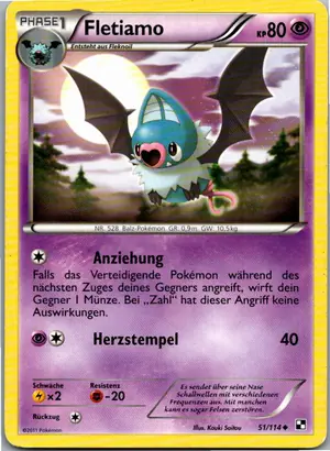 Pokémon-Karte Fletiamo 51/114 Schwarz & Weiß