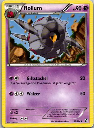 Pokémon-Karte Rollum 53/114 Schwarz & Weiß