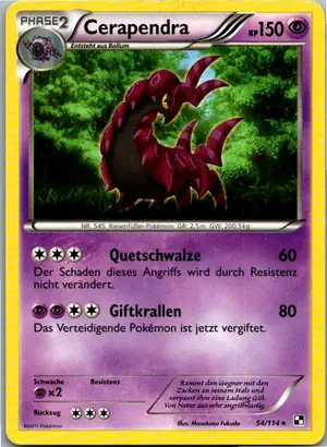 Pokémon-Karte Cerapendra 54/114 Schwarz & Weiß