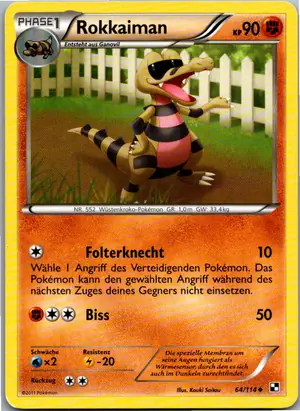 Pokémon-Karte Rokkaiman 64/114 Schwarz & Weiß