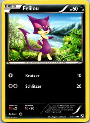 Pokémon-Karte Felilou 66/114 Schwarz & Weiß