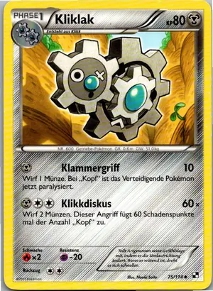 Pokémon-Karte Kliklak 75/114 Schwarz & Weiß