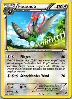 Pokémon-Karte Fasasnob 86/114 Schwarz & Weiß