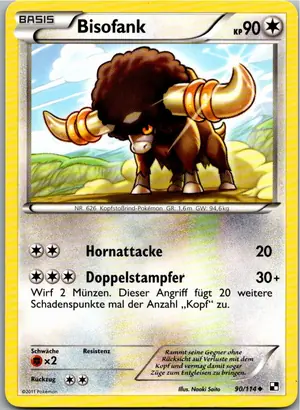 Pokémon-Karte Bisofank 90/114 Schwarz & Weiß