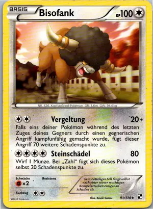 Pokémon-Karte Bisofank 91/114 Schwarz & Weiß